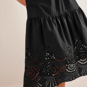 NWOT Never Worn Boden Full Broderie Skirt Black Plus Size 20/22 100% Cotton
